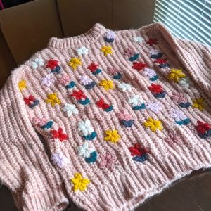 Cute Zara baby pink floral sweater US S